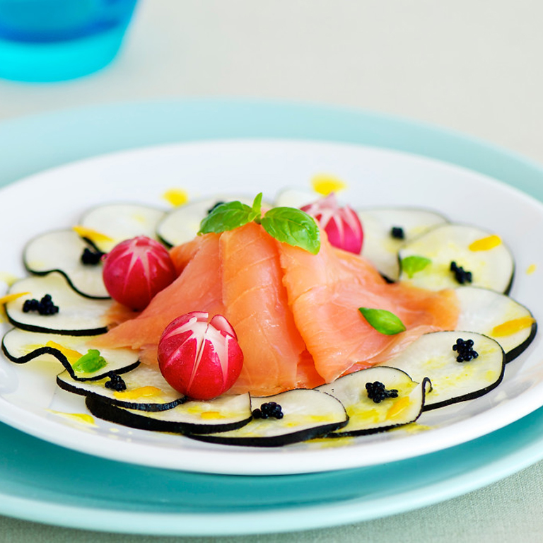 recette salade de radis et saumon fumé, réduction d'orange