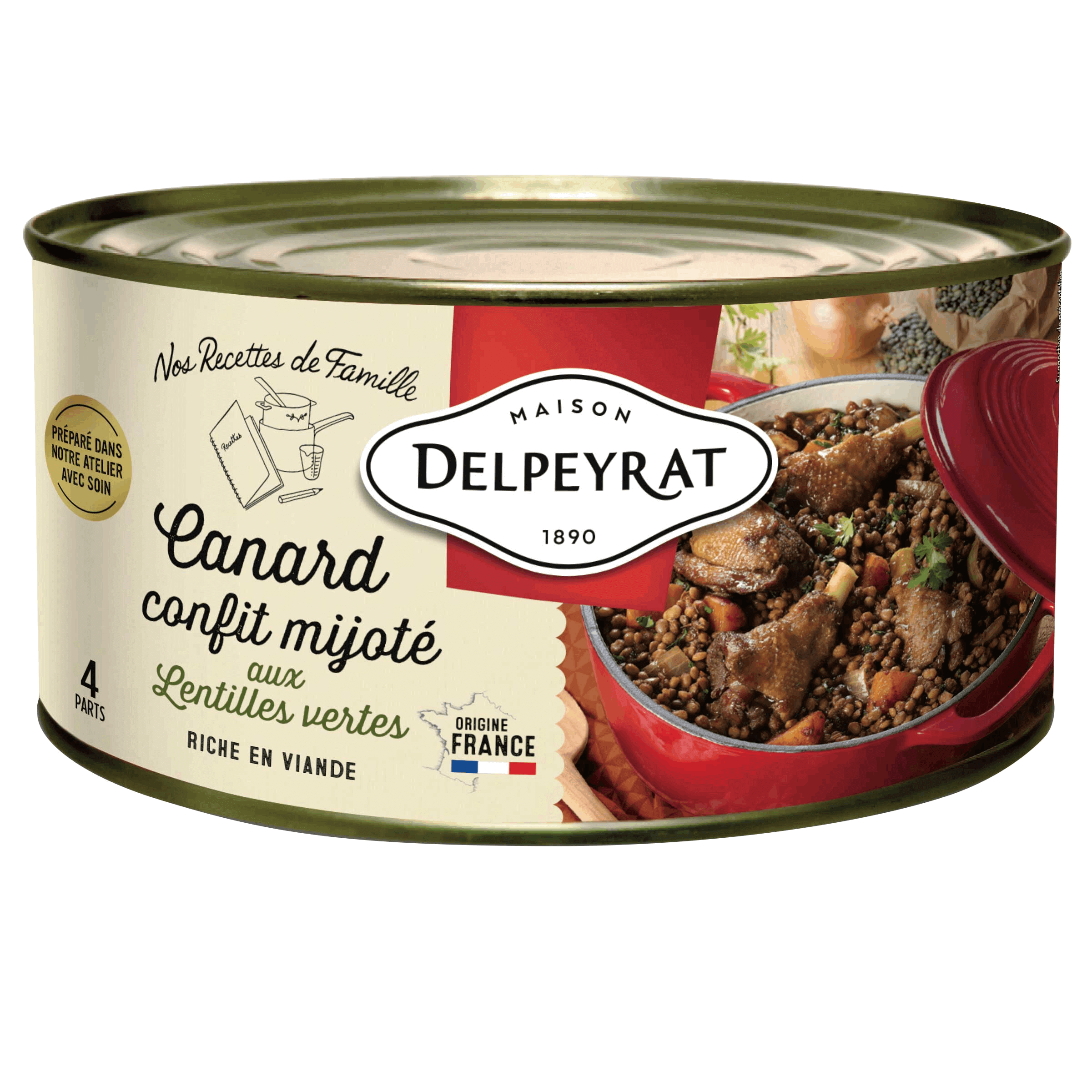Canard confit mijoté aux lentilles vertes